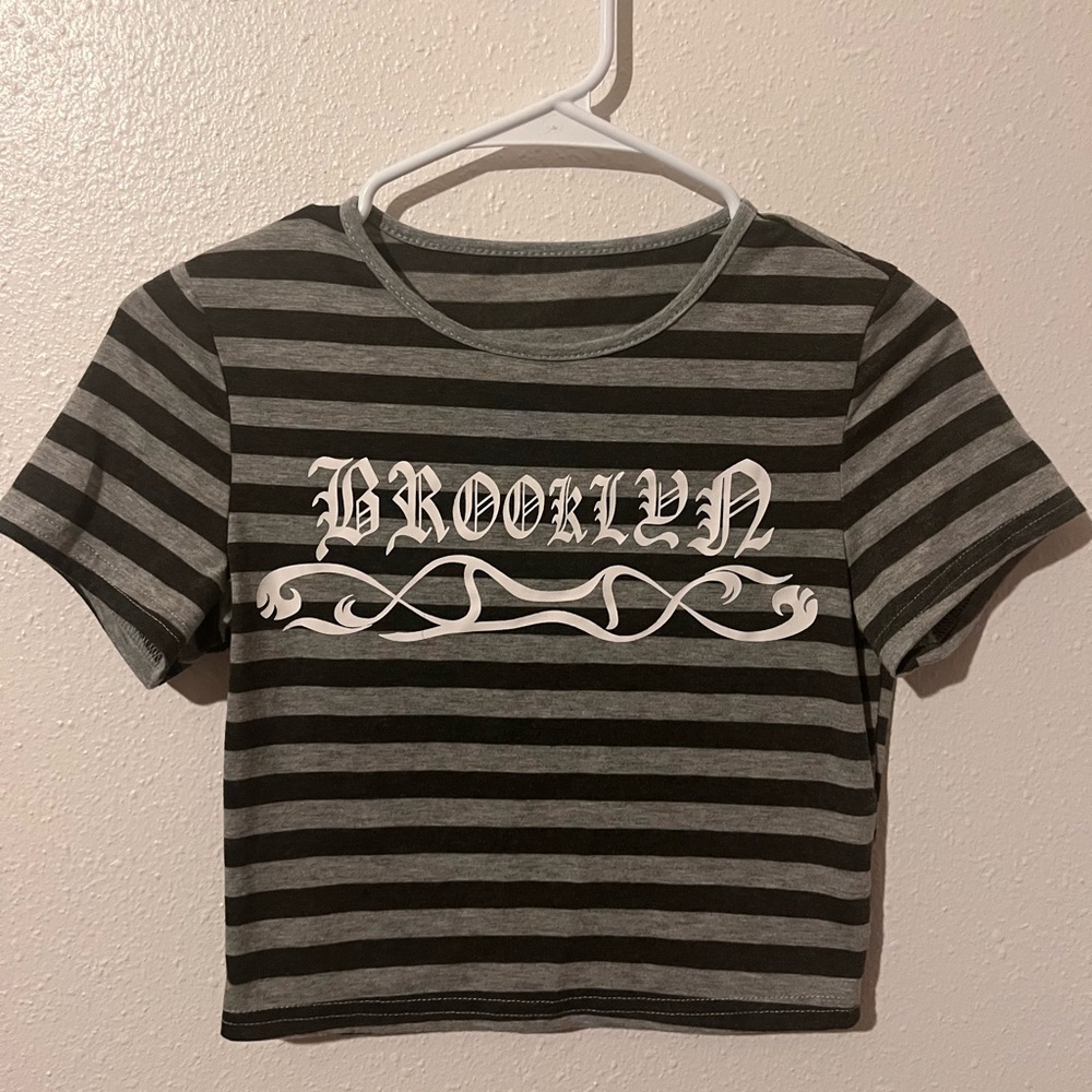 Brooklyn Striped Crop Top- Black and Gray